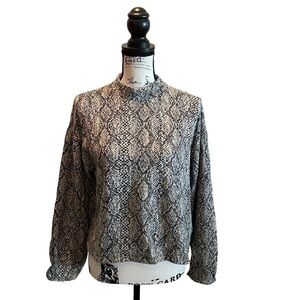 ZARA Snakeskin Knit Cropped Sweater Mock Neck Brown Size Small NWOT Animal print